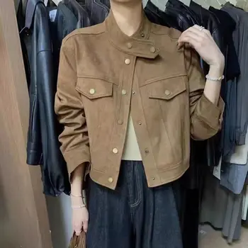 Корейская версия новой короткой однотонной верхней одежды для женщин осенью и зимой, облегающая куртка для девочек, топ для похудения