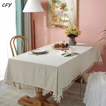 Корейский Дейзи скатерть хлопок белье урожай для стола прямоугольная скатерть с кисточкой обеденный стол накрыть чайник тканью 9