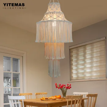 Креативная лампа из хлопчатобумажных ниток в богемном стиле для украшения семьи люстра столовая гостиная спальня индивидуальные лампы 1