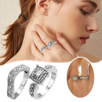 Легкое кольцо с бриллиантом роскошного дизайна, кольцо с поверхностью d, полный размер пары бриллиантов, 6 колец для девочек-подростков, наборы колец 5