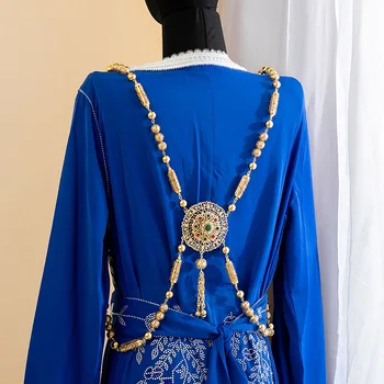 Марокканское свадебное платье С цепочкой на плечо Ювелирные изделия ручной работы, Кафтан для арабских женщин, Праздничная вечеринка, Хрустальная цепочка для тела 6