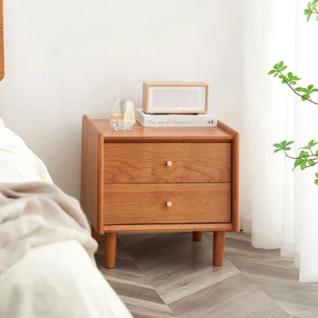 Мебель из скандинавского вишневого дерева, прикроватные тумбочки из цельного дерева, кладовка для хранения вещей в спальне, небольшой кухонный буфет 15