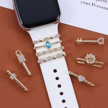 Металлические подвески с бриллиантами, декоративное кольцо для Apple Watch, украшение ремешка, аксессуары для смарт-часов, силиконовый ремешок, аксессуары для браслета iwatch