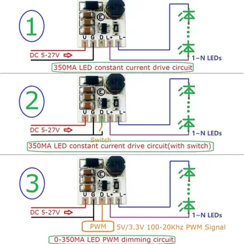 Мини-размер постоянного тока 5-24 В с понижающим модулем постоянного тока, регулируемым ШИМ контроллером 2