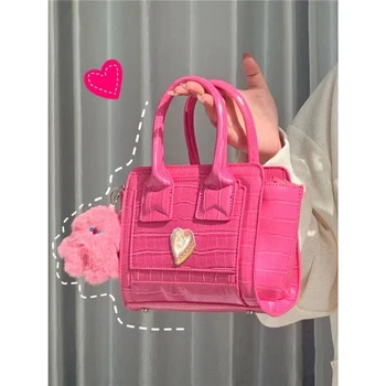 Мини-розово-красная женская сумочка, роскошная дизайнерская модная универсальная сумка с крокодиловым узором, милая крутая сумка через плечо для девочек 1