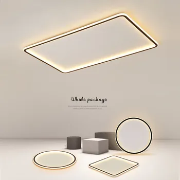 Минималистичный потолочный светильник, ультратонкий минималистичный прямоугольник, современный круглый квадрат, гостиная, спальня, кабинет, Внутренние светодиодные светильники