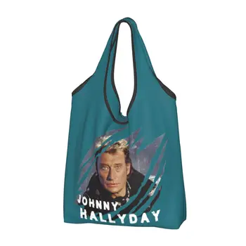 Многоразовая продуктовая сумка Johnny Hallyday Rocker Rocks, складные сумки для покупок, которые можно стирать в машине, Большая экологичная сумка для хранения, легкая 11