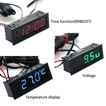 Многофункциональные автомобильные часы-термометр M5TF 3-в-1 со светящимся индикатором 2
