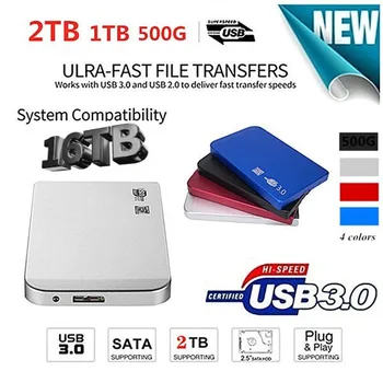 Мобильный Внешний SSD 4 ТБ 2 ТБ 1 ТБ 500G Портативные Твердотельные Накопители SSD USB 3.1 Type C 8 ТБ 6 ТБ Мини Жесткий Диск для Компьютерных Ноутбуков 14