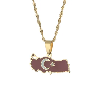 Модное ожерелье с картой Турции и флагом, женские турецкие модные украшения 19