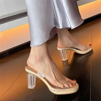 Модные квадратные сандалии с кристаллами fairy wind, женские летние прозрачные нескользящие тапочки на высоком водонепроницаемом каблуке и платформе 13