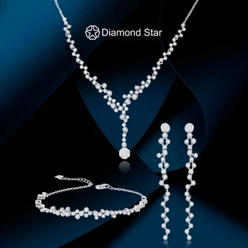 Муассанит бриллиантовый ювелирный набор для свадебного ожерелья bracelace серьги party dressing дизайн помолвки индивидуальный 9k 18k ЗОЛОТО 7