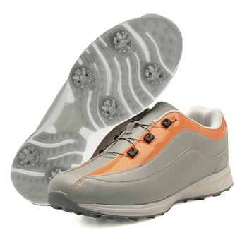 Мужская обувь для гольфа, водонепроницаемые кроссовки для гольфа из натуральной кожи с шипами, нескользящая обувь для гольфа с шипами, уличная водонепроницаемая обувь для ходьбы