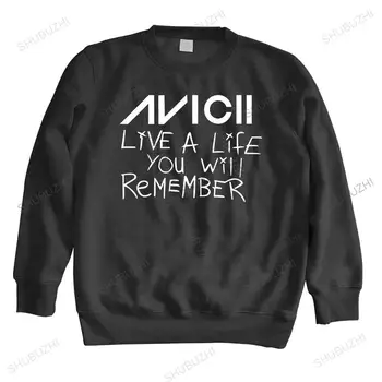 мужская осенняя толстовка с капюшоном черного цвета Avicii Live A Life, которую вы запомните, брендовая зимняя толстовка для мальчиков, новинка, мужская брендовая толстовка с капюшоном 19