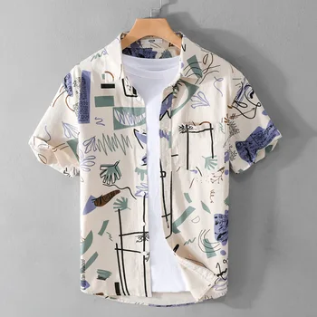 Мужская рубашка URSPORTTECH, повседневная деловая блузка, мужские летние рубашки, мужские топы с коротким рукавом, мужские рубашки с принтом больших размеров, мужские рубашки с принтом 11