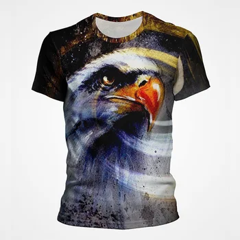 Мужская футболка С 3D Принтом Eagle Graphic Tee Shirts, Летние Мужские Футболки С Круглым Вырезом, Повседневная Свободная Одежда Большого Размера С Коротким Рукавом, Топ 11