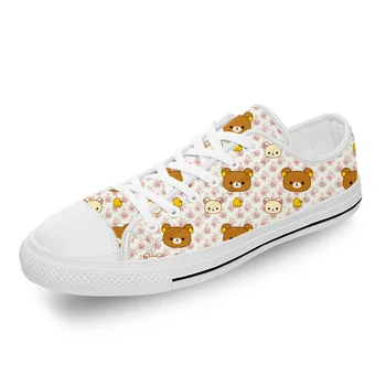 Мультяшный Медведь, забавное милое животное из белой ткани, модная парусиновая обувь с 3D-принтом, мужские и женские легкие дышащие кроссовки 13