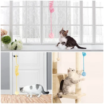 Мягкие плюшевые игрушки для кошек, подвесные, растягивающиеся, пружинящие кошки с колокольчиком, 3 упаковки