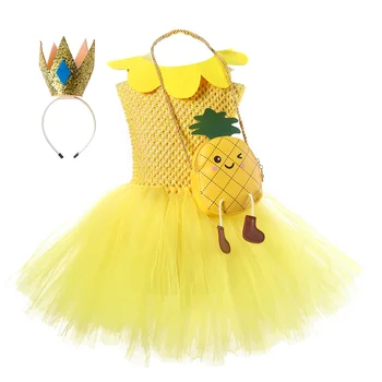 Набор для вечеринки Baby Gilrs с ананасовым шоу, Милое платье в короне, детский праздничный костюм, костюм для Хэллоуина, нарядное платье 7