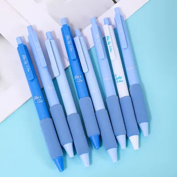 набор из 4шт ручек Kawaii Серии St Head Blue, Быстросохнущая Гелевая ручка, Шариковая ручка, Эстетичные Канцелярские принадлежности, Красивые ручки, Школьные принадлежности 2