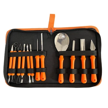 Набор инструментов Carving Pro из 12 частей, Сверхмощный Набор для вырезания тыквы Оранжевого цвета, включающий Ножи, Совок и Различные Инструменты для лепки 8