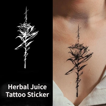Наклейка с татуировкой Shadow Rose Sexy Chest Herbal Juice Водонепроницаемые Наклейки с временными татуировками Cute Fake Tattoos Art Festival Hotwife 1