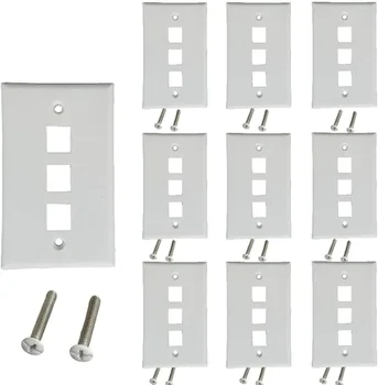 Настенная пластина Keystone с 3 портами (10 шт.), одинарные настенные пластины для разъема Keystone RJ45 и модульных вставок, белый 14