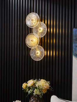 Настенный светильник Light Luxury Crystal 2023, Новый настенный светильник для телевизора в гостиной, прикроватная тумбочка для главной спальни, Креативная лестница 18