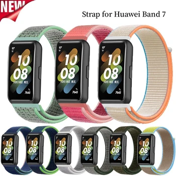 Нейлоновый ремешок для Huawei Band 7 с регулируемой петлей, сменный браслет, спортивный дышащий ремешок для аксессуаров для умных часов Huawei Band7 12