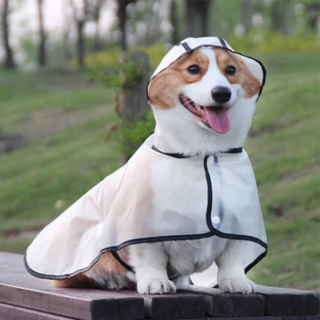 Непромокаемая куртка с капюшоном в стиле прозрачного плаща для собак в стиле корги, одежда для домашних животных для маленьких средних и крупных собак, пончо от дождя для щенков 17