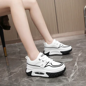 Новая повседневная женская обувь в цветовую гамму 2023, весна и осень, дышащие студенческие кроссовки в корейском стиле увеличенной высоты 2