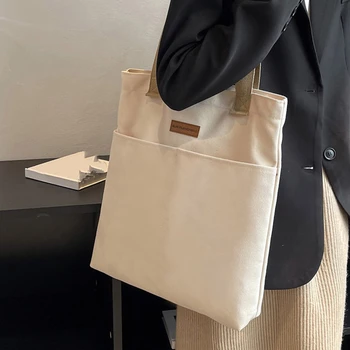 Новая хозяйственная сумка, холщовая сумка-тоут, студенческая книга, сумка для хранения большой емкости, сумка через плечо, женские экологичные сумки многоразового использования 3
