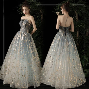 Новое банкетное темпераментное платье королевы элегантной легкой роскоши dream bridesmaid dress Host tube top вечернее платье для женщин вечернее платье 5