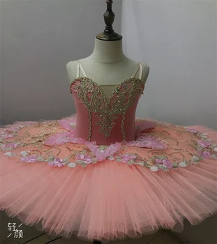 Новое персиковое бархатное трико-балетная пачка, профессиональные балетные костюмы. Новая балетная пачка-31 7