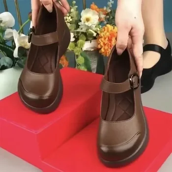 Новые женские туфли в стиле ретро Mori Girl с толстой подошвой в японском стиле Mary Jane; тонкие туфли в стиле колледжа 6