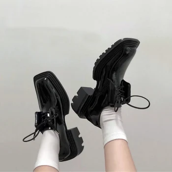 Новые Женские туфли-лодочки в стиле ретро С квадратным носком, Женская Обувь на платформе и толстом каблуке, Женские Модные Zapatos de mujer 3
