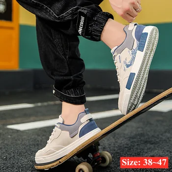 Новые мужские повседневные кроссовки, студенческая демисезонная кожаная повседневная обувь, Мужская обувь для ходьбы на скейтборде, Модная уличная обувь в стиле хип-хоп 2