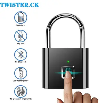Новый SY11 Черный Бесключевой USB Перезаряжаемый Дверной замок Умный замок с отпечатками пальцев Быстрая разблокировка Металлический цинковый сплав Саморазвивающийся чип 1