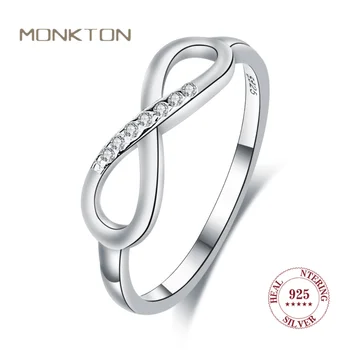 Новый дизайн Monkton, кольца с круглым пальцем в форме цифры 8 для женщин, кольца Promise для девочек, Элегантные свадебные украшения из стерлингового серебра 925 пробы 13