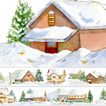 Новый зимний пейзаж, Снежный дом, Васи-лента, журнал для девочек, прекрасная декоративная наклейка 15