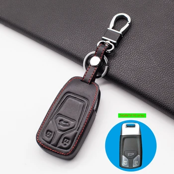 Новый Мягкий Кожаный Чехол для Ключей AUDI A4 A6 C6 B9 Q5 Q7 TTS 8S 2016 2017 Smart Remote Keychain Аксессуары 3 Кнопки Shell 5