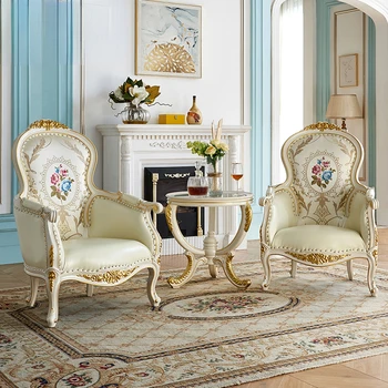 Обеденный стол и стул в европейском стиле, кресло для приема гостей, одноместный диван для гостиной, кресло с высокой спинкой, кресло с откидной спинкой 2