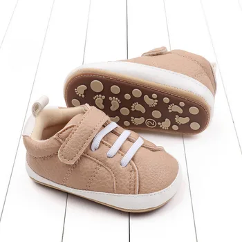 Обувь для новорожденных мальчиков и девочек, милые кожаные кроссовки на нескользящей резиновой подошве, первые ходунки для младенцев, аксессуары для детских вещей