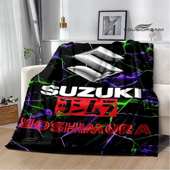 Одеяло с принтом мотоцикла S-SUZUKI, теплое фланцевое одеяло, домашнее дорожное одеяло, одеяло для пикника, постельные накладки, подарок на день рождения 12