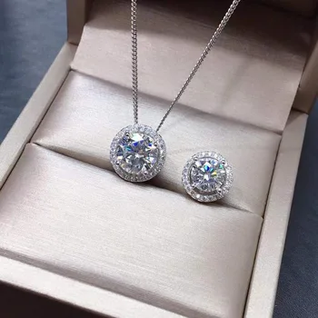 ожерелье с муассанитом, драгоценный камень 1 или 2 карата, простой стиль, серебро 925 пробы, классический дизайн, для девочек 15