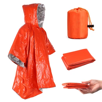 Оранжевый аварийный плащ, Алюминиевая пленка, одноразовое пончо, утепляющая одежда для сохранения тепла 18