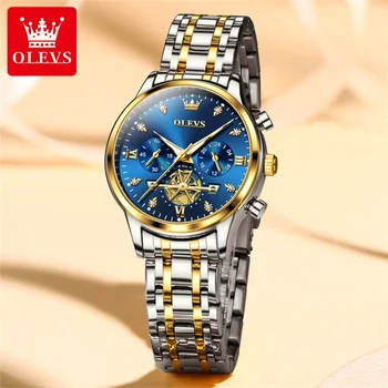 Оригинальные кварцевые женские часы OLEVS 2897 с роскошным римским циферблатом с бриллиантами, многофункциональным водонепроницаемым циферблатом, элегантный набор женских часов 11