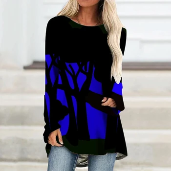 Осенне-зимняя женская одежда с длинным рукавом и 3D-печатью, свободный универсальный пуловер, трендовый пуловер с длинным рукавом и круглым вырезом, женский топ Y2K