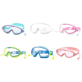 Очки для плавания ELOS-Shenyu Для детей С защитой от Запотевания и Ультрафиолета, Прозрачные Очки Для плавания с Широким Обзором И Затычкой Для ушей Для детей 4-15 лет 18