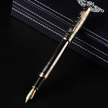 Перьевая ручка Hero 953 Classic из черного металла с золотым зажимом, иридиевая ручка с тонкими чернилами 0,5 мм, Офисные школьные принадлежности, канцелярские принадлежности 14